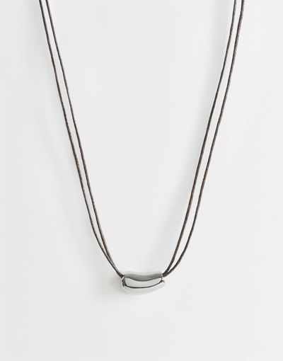 Topshop Topshop Nasha cord necklace in chocolate with silver-Brown