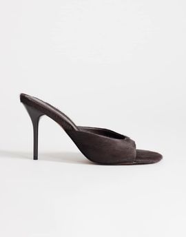 Topshop Topshop Nasim high heeled mule in chocolate hair on real leather-Brown