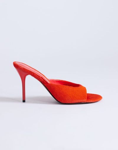 Topshop Topshop Nasim high heeled mules in orange hair on real leather