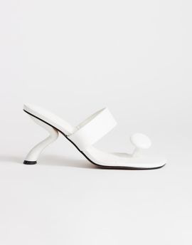 Topshop Topshop Natalie toe thong angular mid heel sandals in white
