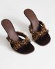 Topshop Topshop Natasha embellished mule high heeled sandals in chocolate satin-Gray - 2