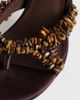 Topshop Topshop Natasha embellished mule high heeled sandals in chocolate satin-Gray - 3