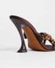 Topshop Topshop Natasha embellished mule high heeled sandals in chocolate satin-Gray - 4