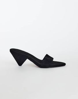 Topshop Topshop Nathan cone heel mule in black faux suede
