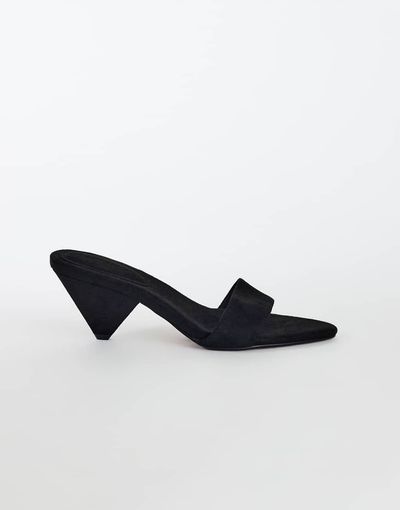 Topshop Topshop Nathan cone heel mule in black faux suede