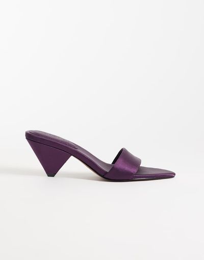 Topshop Topshop Nathan cone heel mule in purple satin