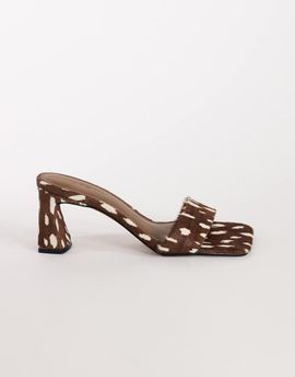 Topshop Topshop Nela mid heel mule in brown deer print hair on real leather
