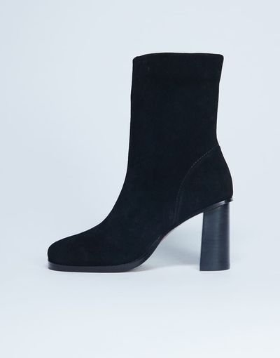 Topshop Topshop Nellie real suede heeled ankle boots in black
