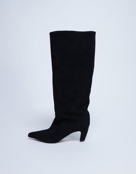 Topshop Topshop Nelly real suede pointed toe slouchy boots in black
