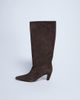Topshop Topshop Nelly real suede pointed toe slouchy boots in chocolate-Brown - 1