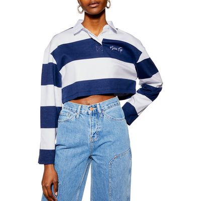 Topshop Topshop Nice Try Rugby Polo Crop Top