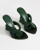 Topshop Topshop Nico wedge mules with embellishment in olive satin-Green - 2