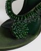 Topshop Topshop Nico wedge mules with embellishment in olive satin-Green - 3