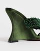 Topshop Topshop Nico wedge mules with embellishment in olive satin-Green - 4