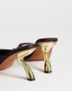 Topshop Topshop Nicole angular mid-height heeled mules in chocolate satin-Brown - 4