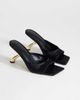 Topshop Topshop Nicole angular mid heel mules in black satin - 2