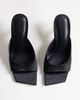 Topshop Topshop Nicole angular mid heel mules in black satin - 3