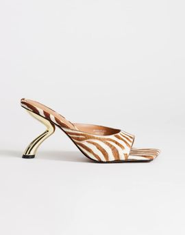 Topshop Topshop Nicole angular mid heel mules in zebra print hair-on real leather-Multi