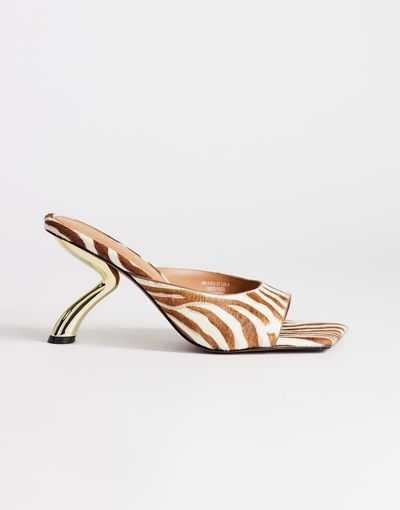 Topshop Topshop Nicole angular mid heel mules in zebra print hair-on real leather-Multi
