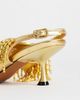 Topshop Topshop Night beaded toe thong heeled sandals in gold - 3