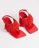 Topshop Topshop Night beaded toe thong heeled sandals in red - 2
