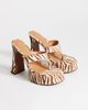 Topshop Topshop Nima real leather with hair platform high heeled toe thong sandals in zebra-Neutral - 2