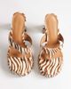 Topshop Topshop Nima real leather with hair platform high heeled toe thong sandals in zebra-Neutral - 3