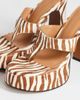 Topshop Topshop Nima real leather with hair platform high heeled toe thong sandals in zebra-Neutral - 4