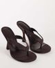 Topshop Topshop Nina toe thong heeled sandal in chocolate satin-Brown - 2