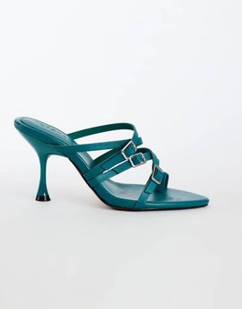 Topshop Topshop Nori buckle detail heeled mule in teal-Blue