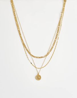 Topshop Topshop Nyle stainless steel multi chain necklace with pendant in gold