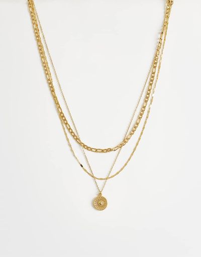 Topshop Topshop Nyle stainless steel multi chain necklace with pendant in gold