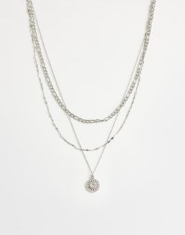 Topshop Topshop Nyle stainless steel multi chain necklace with pendant in silver