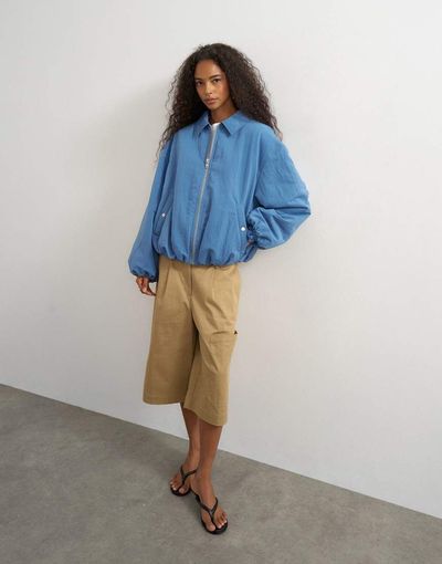 Topshop Topshop nylon bomber jacket in blue