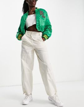 Topshop Topshop nylon drawstring cuffed highwaisted cargo pants in white