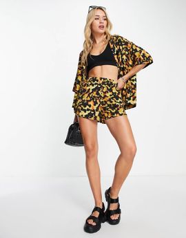 Topshop Topshop nylon runner short in tortoise print - part of a set-Multi