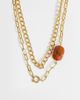 Topshop Topshop Oakley stainless steel multi chain necklace with orange stone in gold - 2