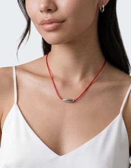 Topshop Topshop Octavia collar length necklace in red with silver detail
