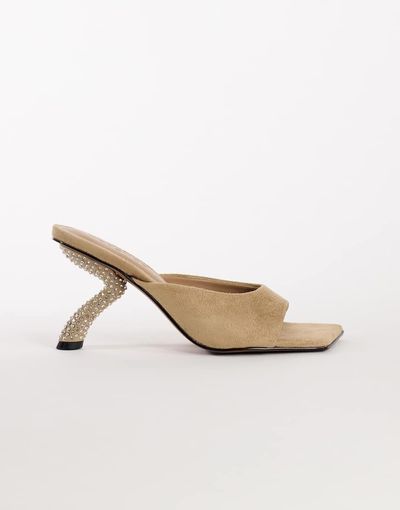 Topshop Topshop Octavia strappy high diamante heel sandal in taupe-NEUTRAL
