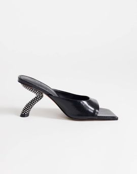 Topshop Topshop Octavia strappy high rhinestone heel sandals in black