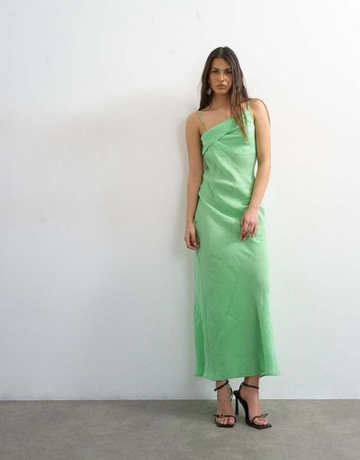 green silk dress topshop Color:Metallic