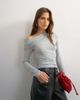 Topshop Topshop off-shoulder ruched long sleeve top in gray heather - 1