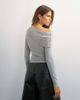 Topshop Topshop off-shoulder ruched long sleeve top in gray heather - 3