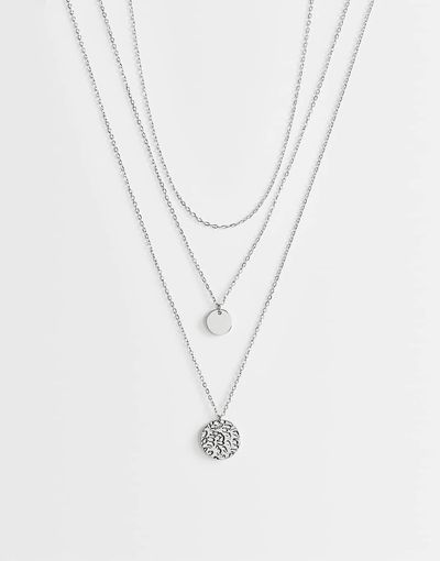 Topshop Topshop Oliver waterproof stainless steel multi layer necklace in silver