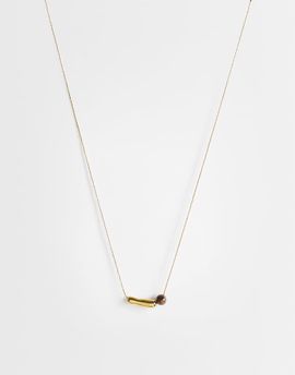 Topshop Topshop Olivio stainless steel necklace in gold tone with brown bead