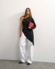 Topshop Topshop one-shoulder draped long sleeve asymmetric tunic in black - 1