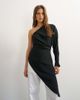 Topshop Topshop one-shoulder draped long sleeve asymmetric tunic in black - 3