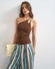 Topshop Topshop one shoulder beaded strap top in chocolate-Brown - 1