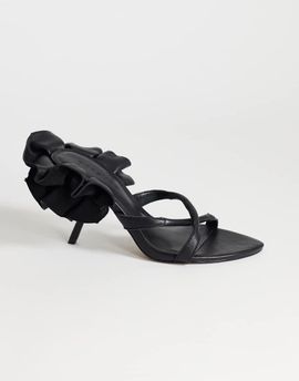 Topshop Topshop Ophelia real leather high heel sandals with ruffle in black