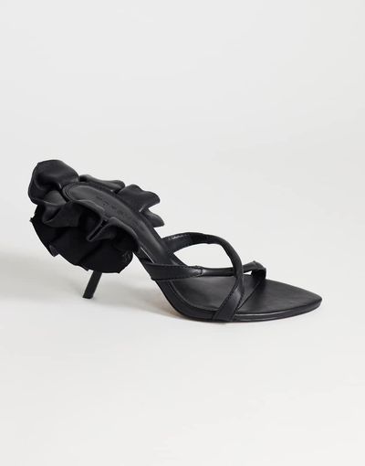 Topshop Topshop Ophelia real leather high heel sandals with ruffle in black